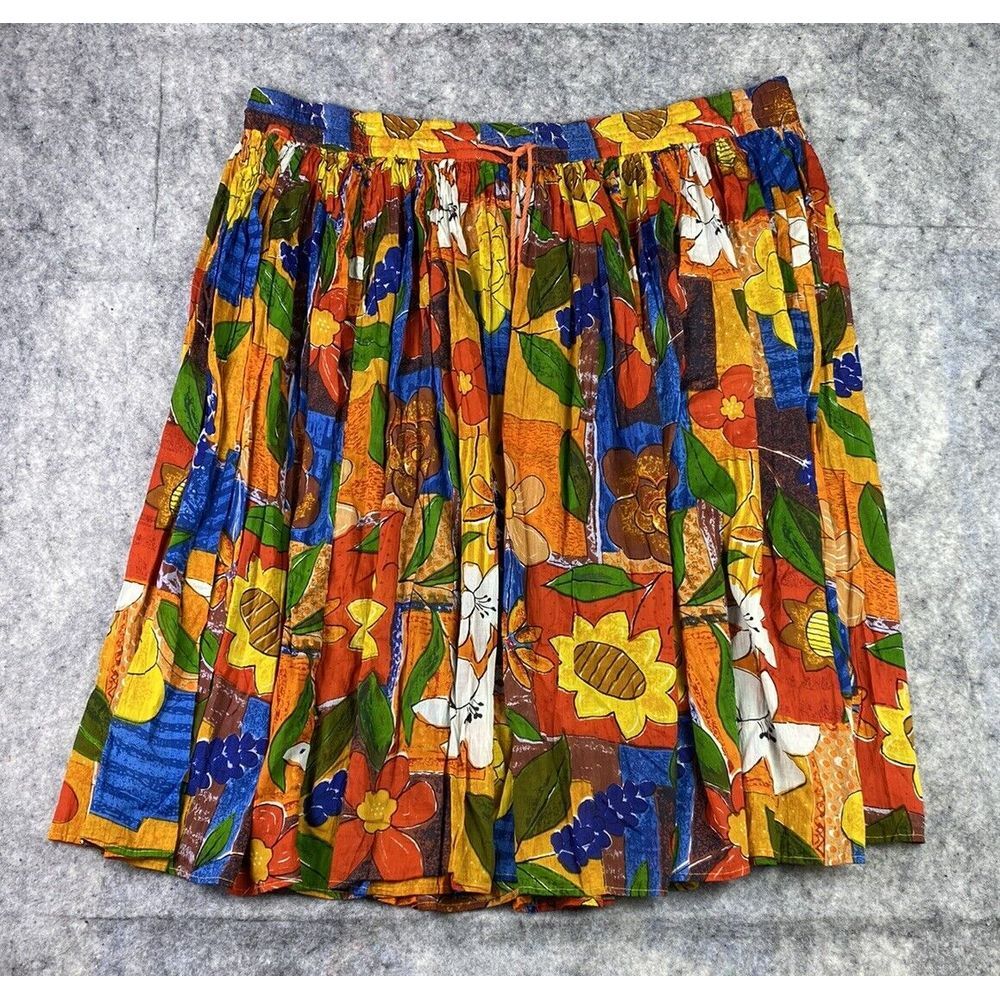 VGT Lemieux Womens One Size Fits Most Tropical Aloha Floral Pull‎ On Boho Skirt